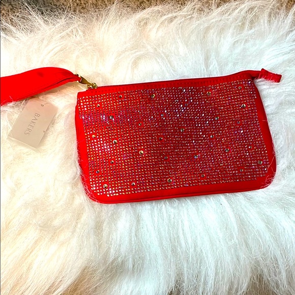 Bakers Handbags - Bakers NWT Swarovski Red Beaded Clutch Bag